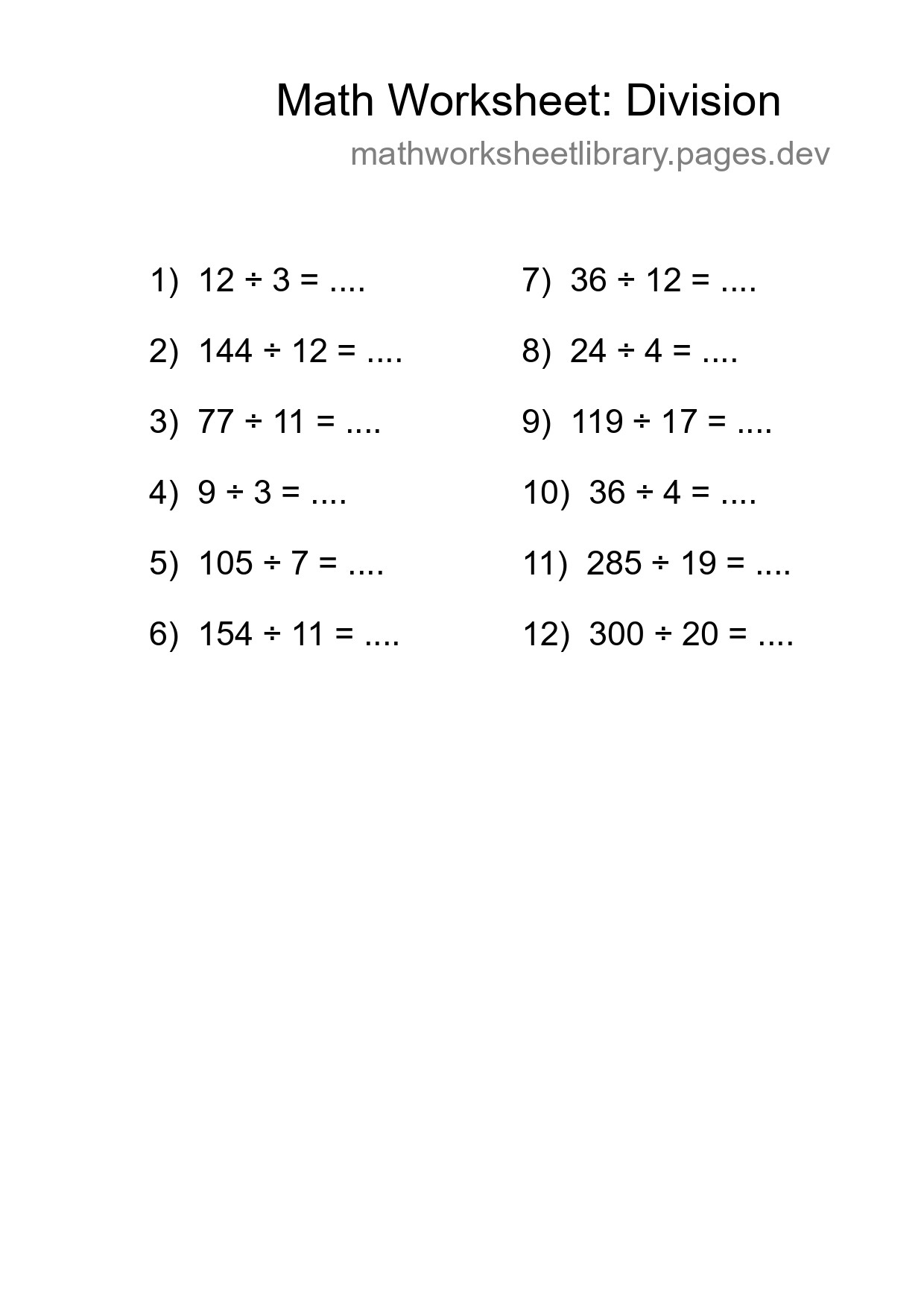 Free 12 Division Math Worksheet For Grade 2 With Answers - Part 124