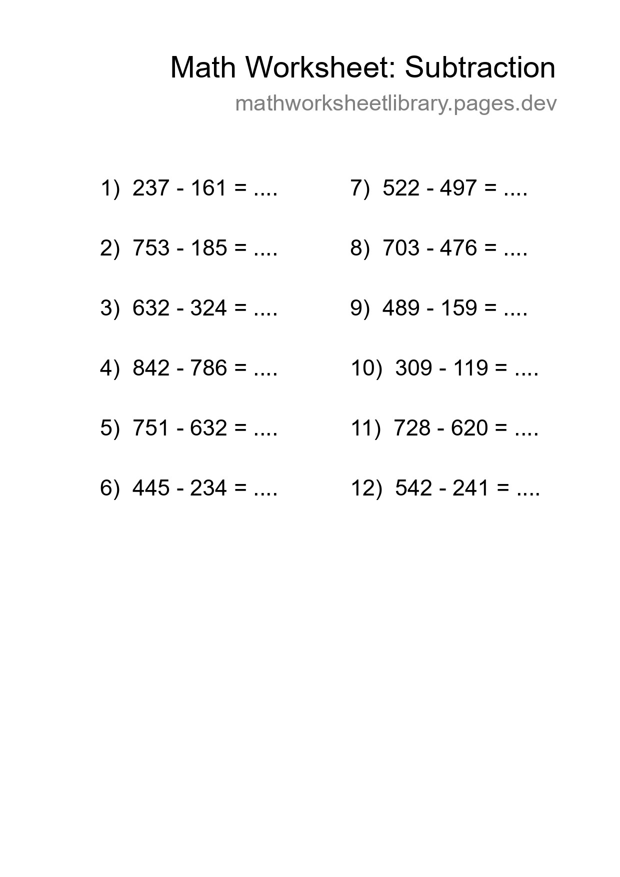 Free 12 Subtraction Math Worksheet For Grade 5 With Answers - Part 208