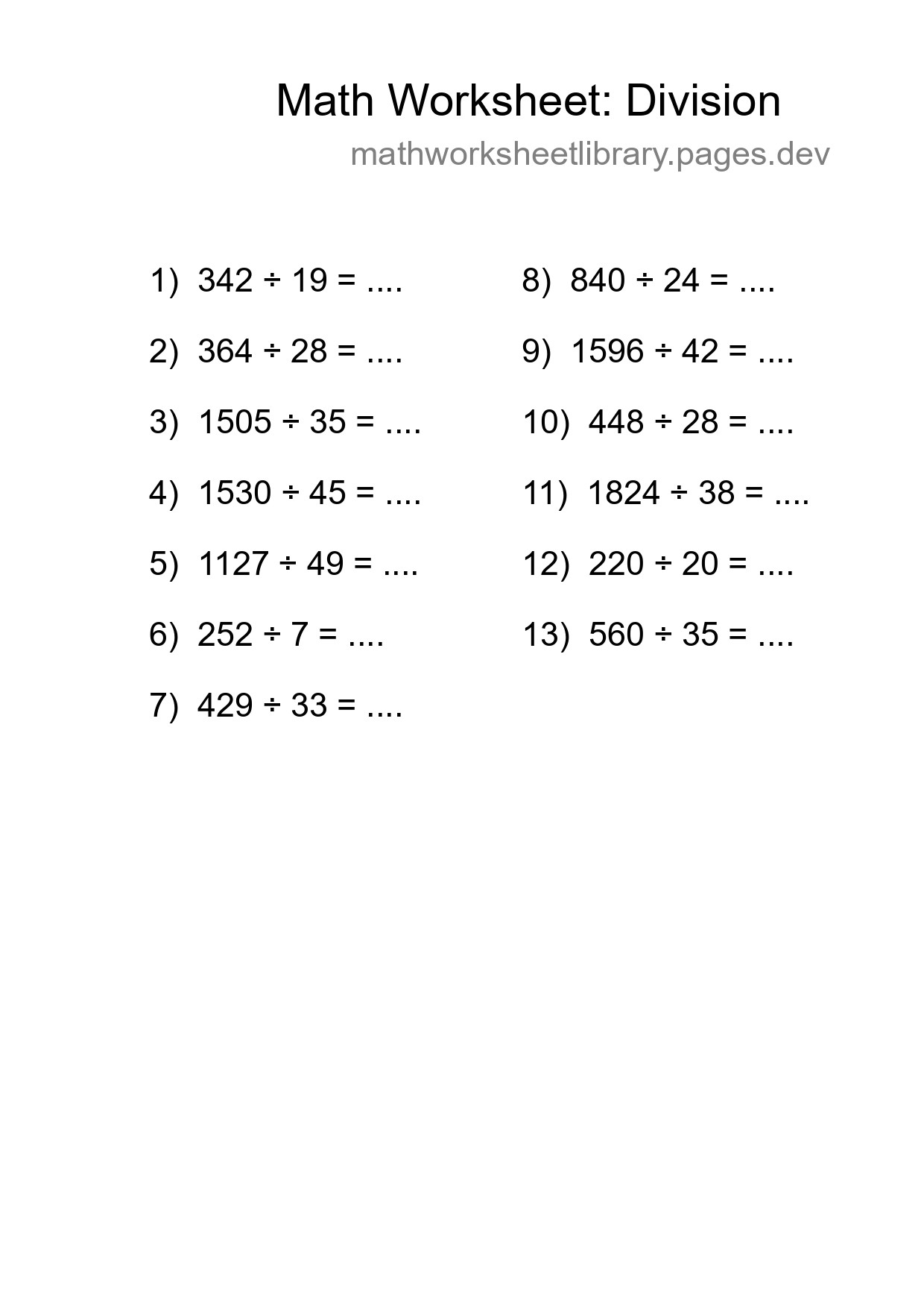 Free 13 Division Math Worksheet For Grade 2 - Part 44
