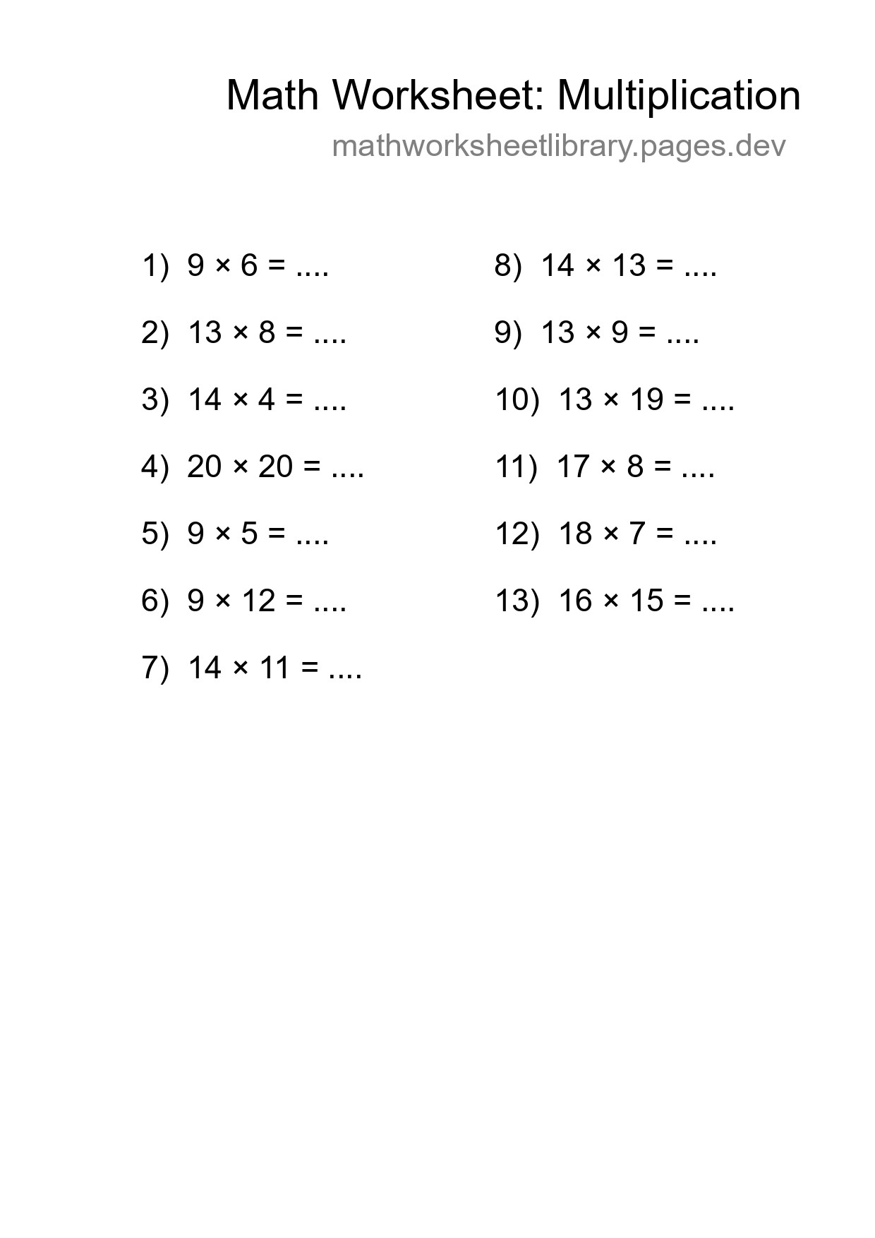 Free 13 Multiplication Math Worksheet For Grade 2 With Answers - Part 37