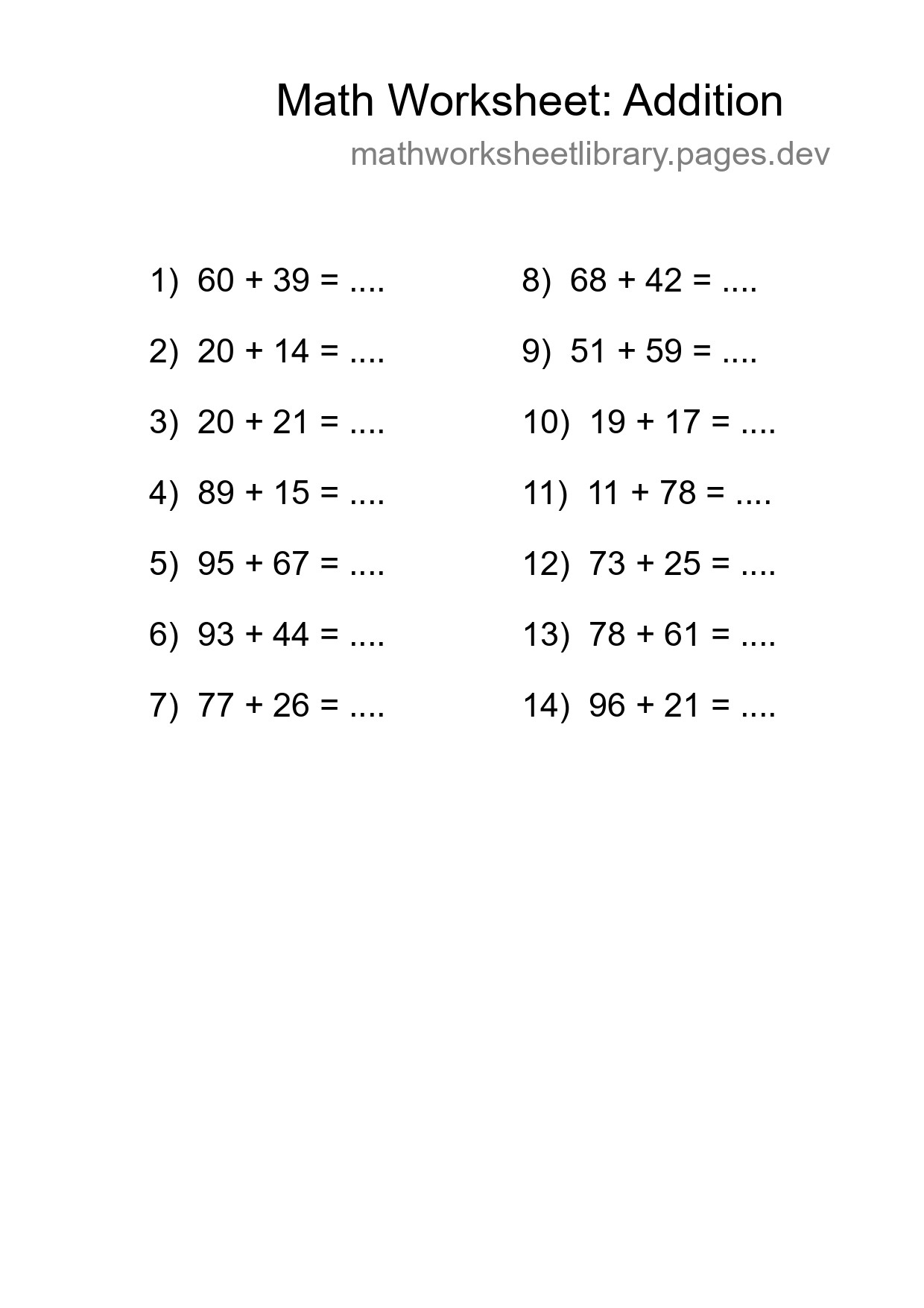 Free 14 Addition Math Worksheet For Grade 3 - Part 21