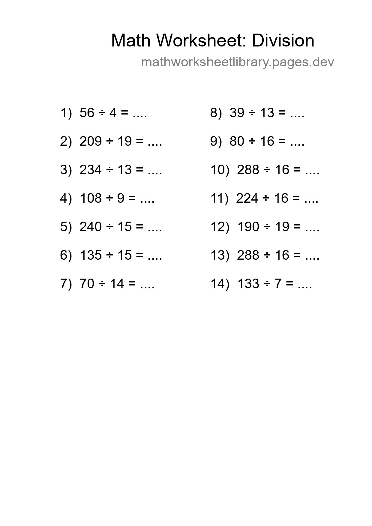 Free 14 Division Math Worksheet For Grade 2 - Part 244