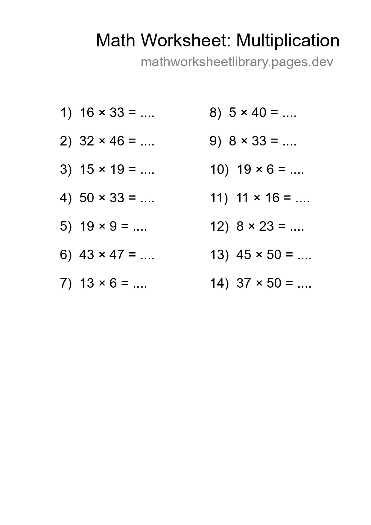 Free 14 Multiplication Math Worksheet For Grade 2 With Answers - Part 247