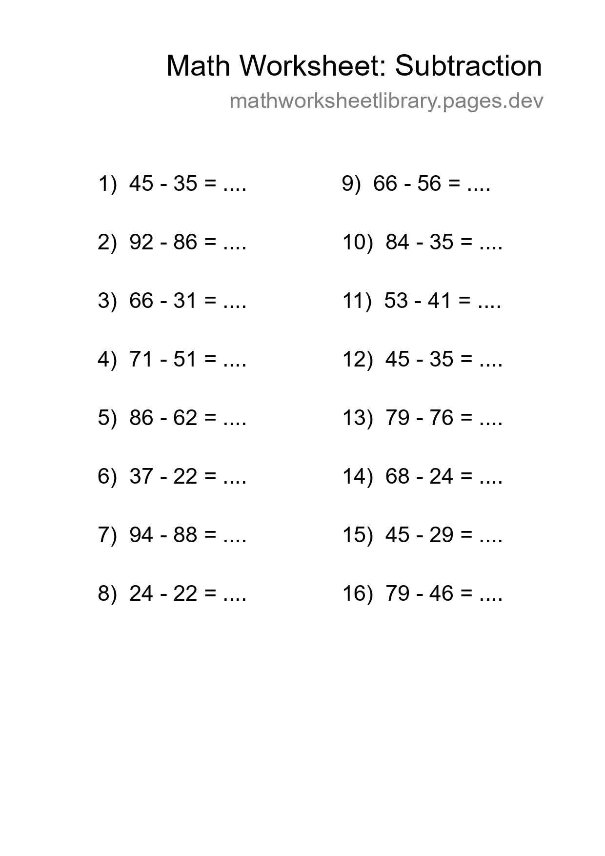 Free 16 Subtraction Math Worksheet For Grade 3 - Part 248