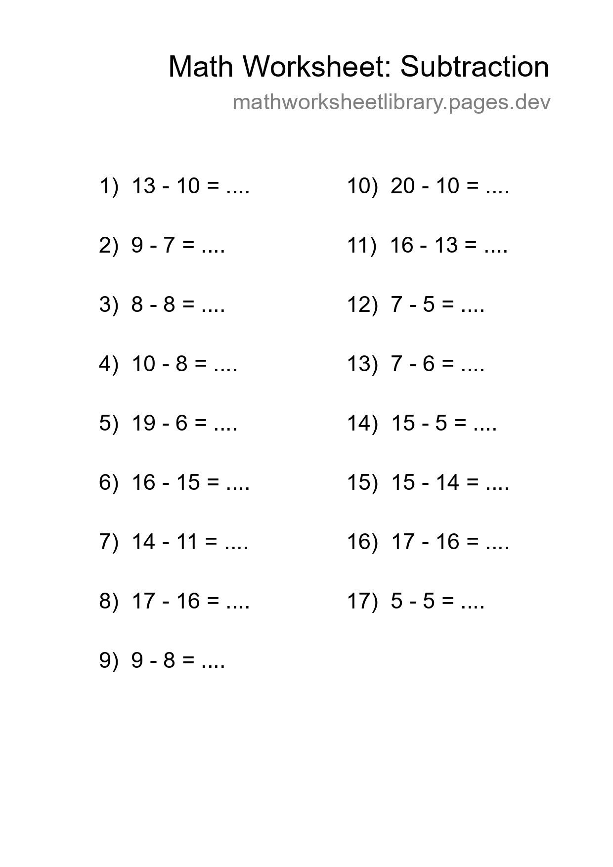 Free 17 Subtraction Math Worksheet For Grade 2 With Answers - Part 18