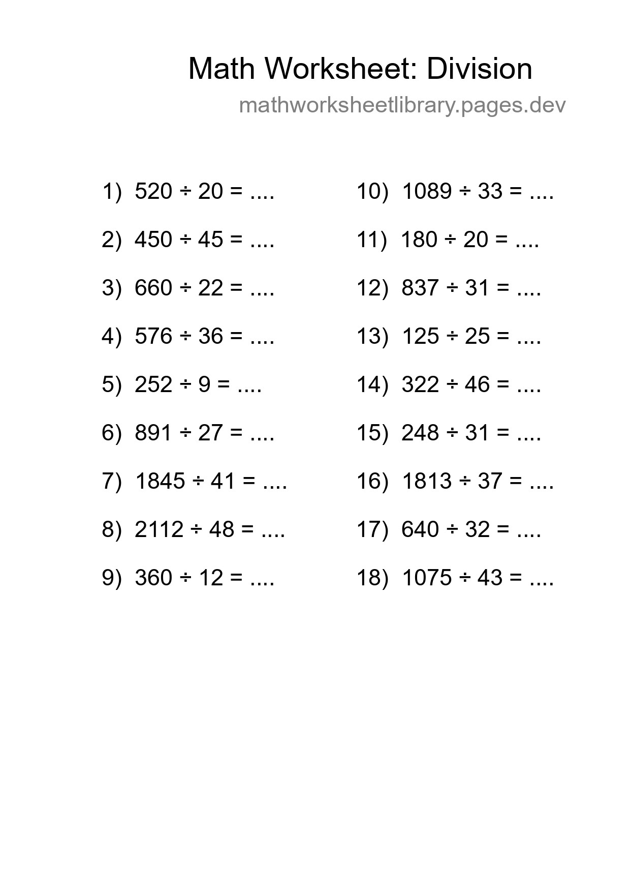 Free 18 Division Math Worksheet For Grade 2 - Part 74