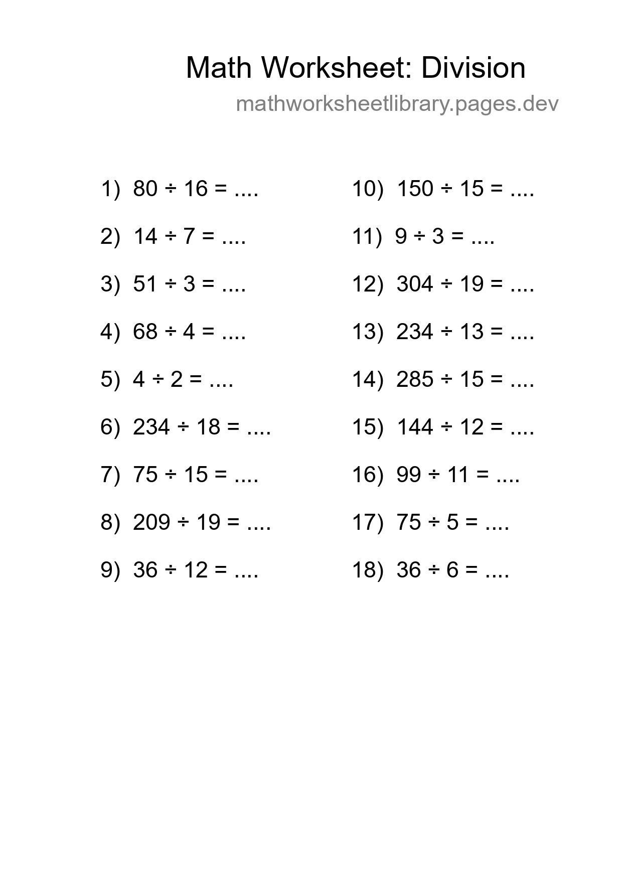 Free 18 Division Math Worksheet For Grade 2 With Answers - Part 84