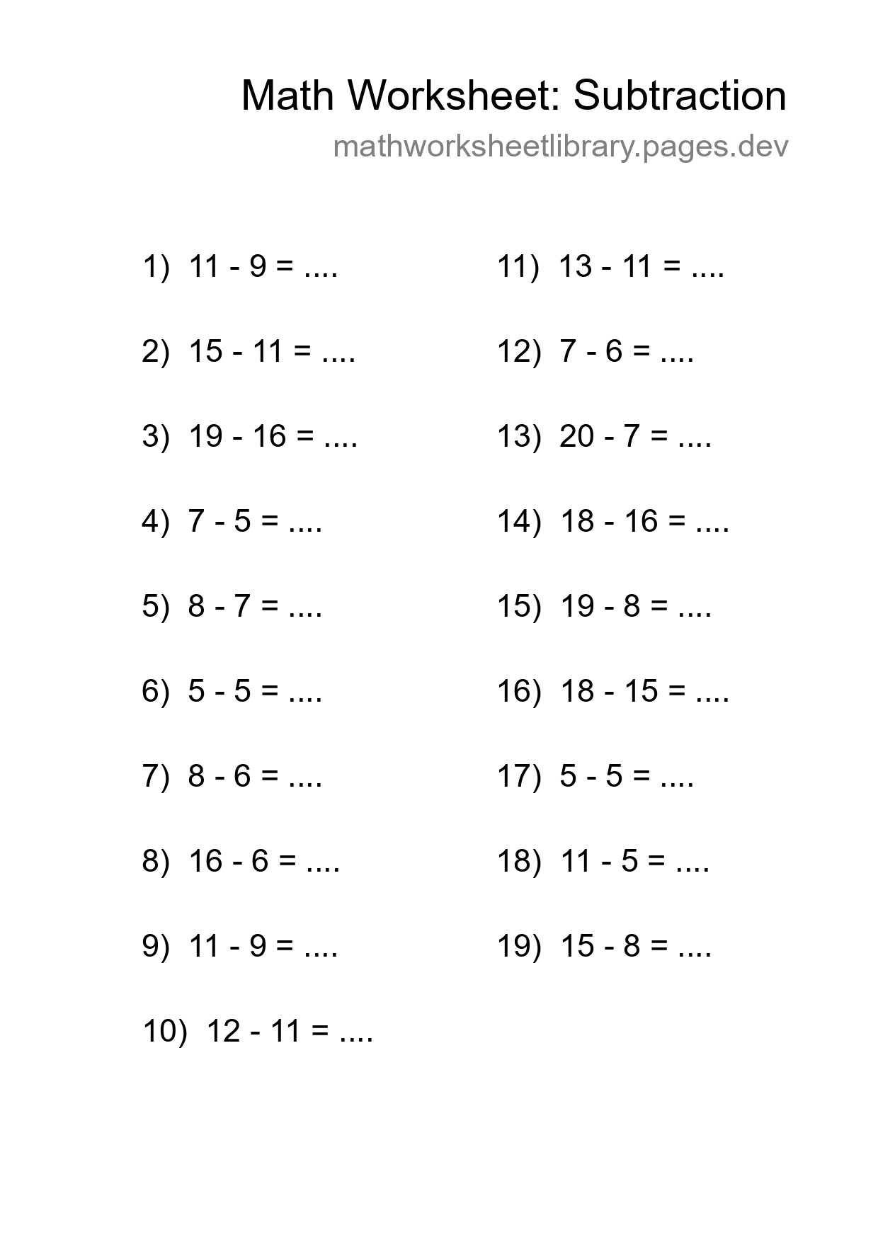 Free 19 Subtraction Math Worksheet For Grade 2 - Part 228