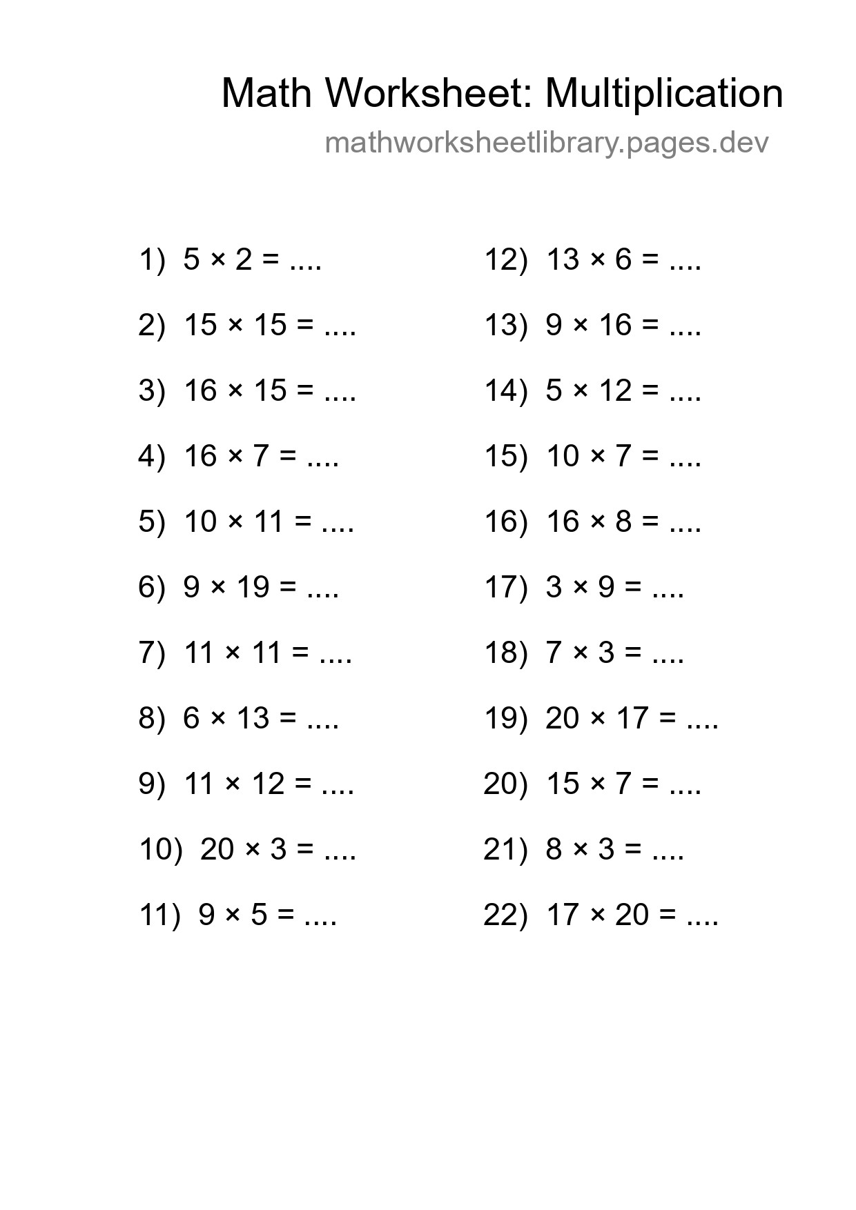 Free 22 Multiplication Math Worksheet For Grade 2 - Part 217