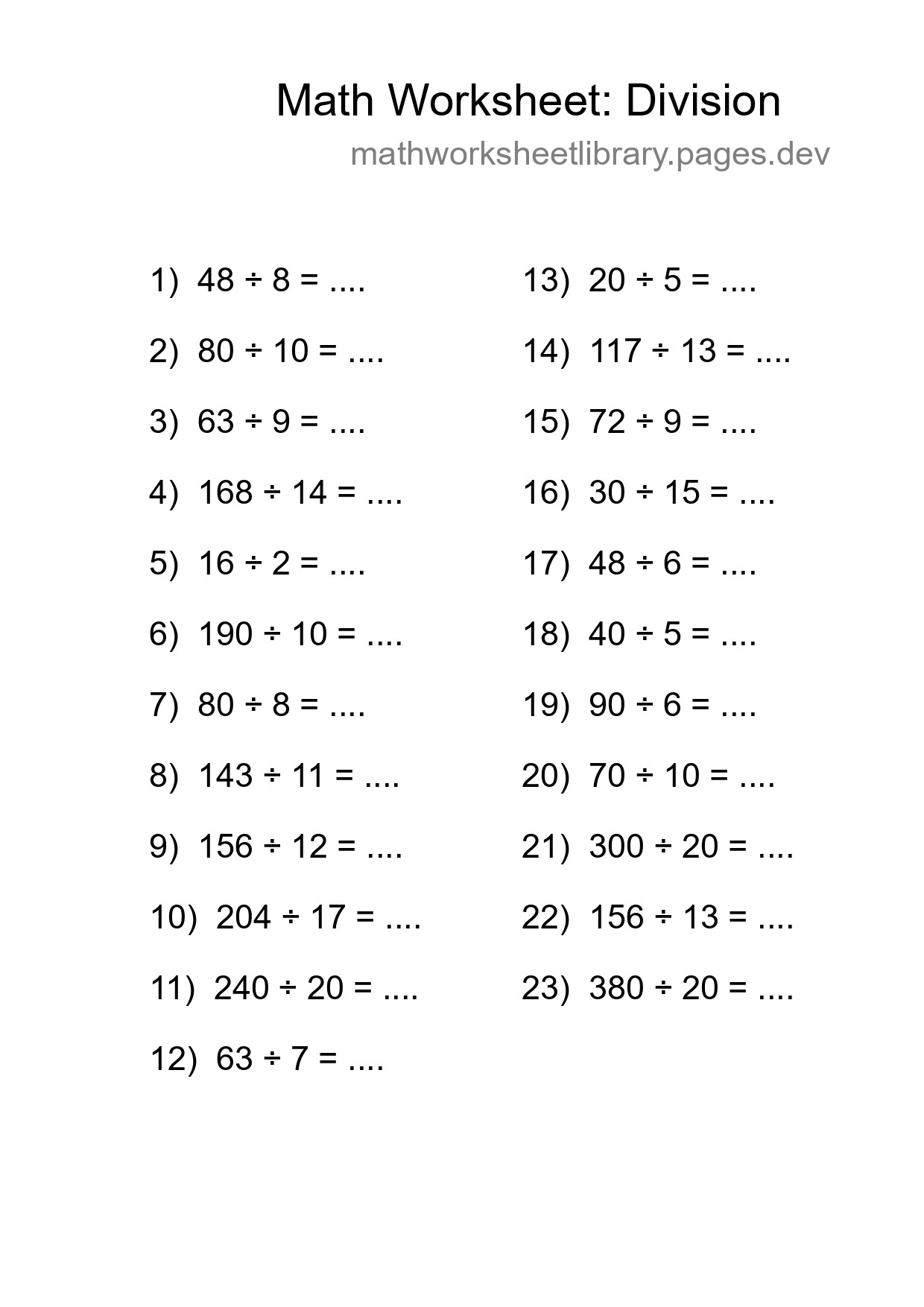Free 23 Division Math Worksheet For Grade 2 - Part 254