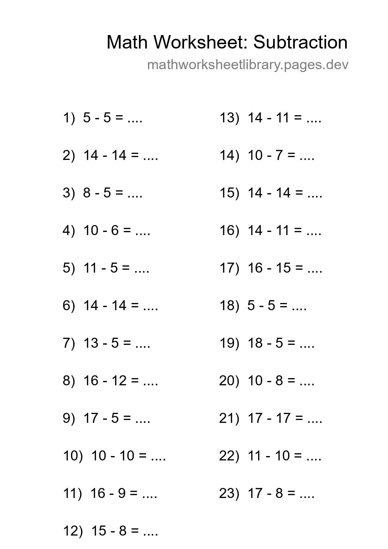 Free 23 Subtraction Math Worksheet For Grade 2 With Answers - Part 8