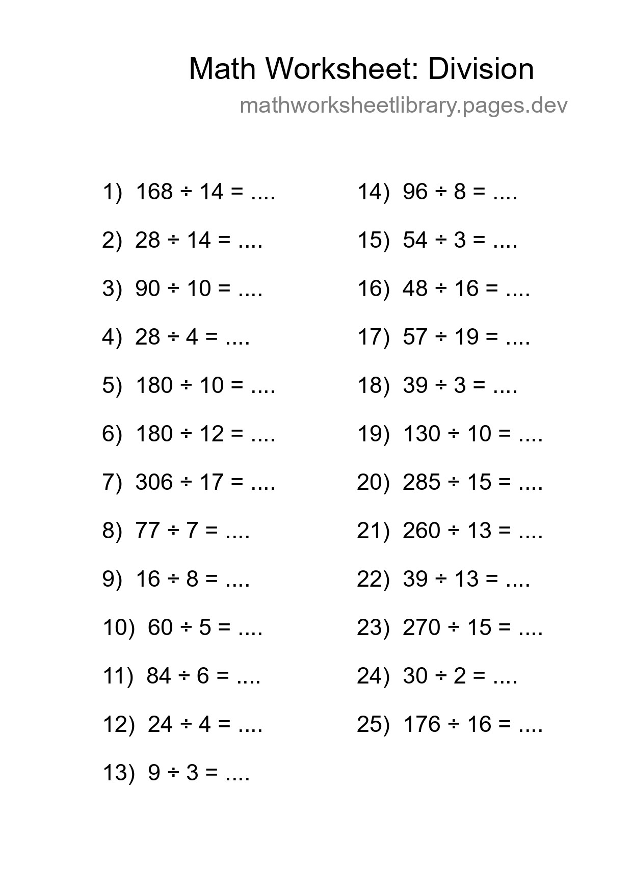 Free 25 Division Math Worksheet For Grade 2 - Part 194