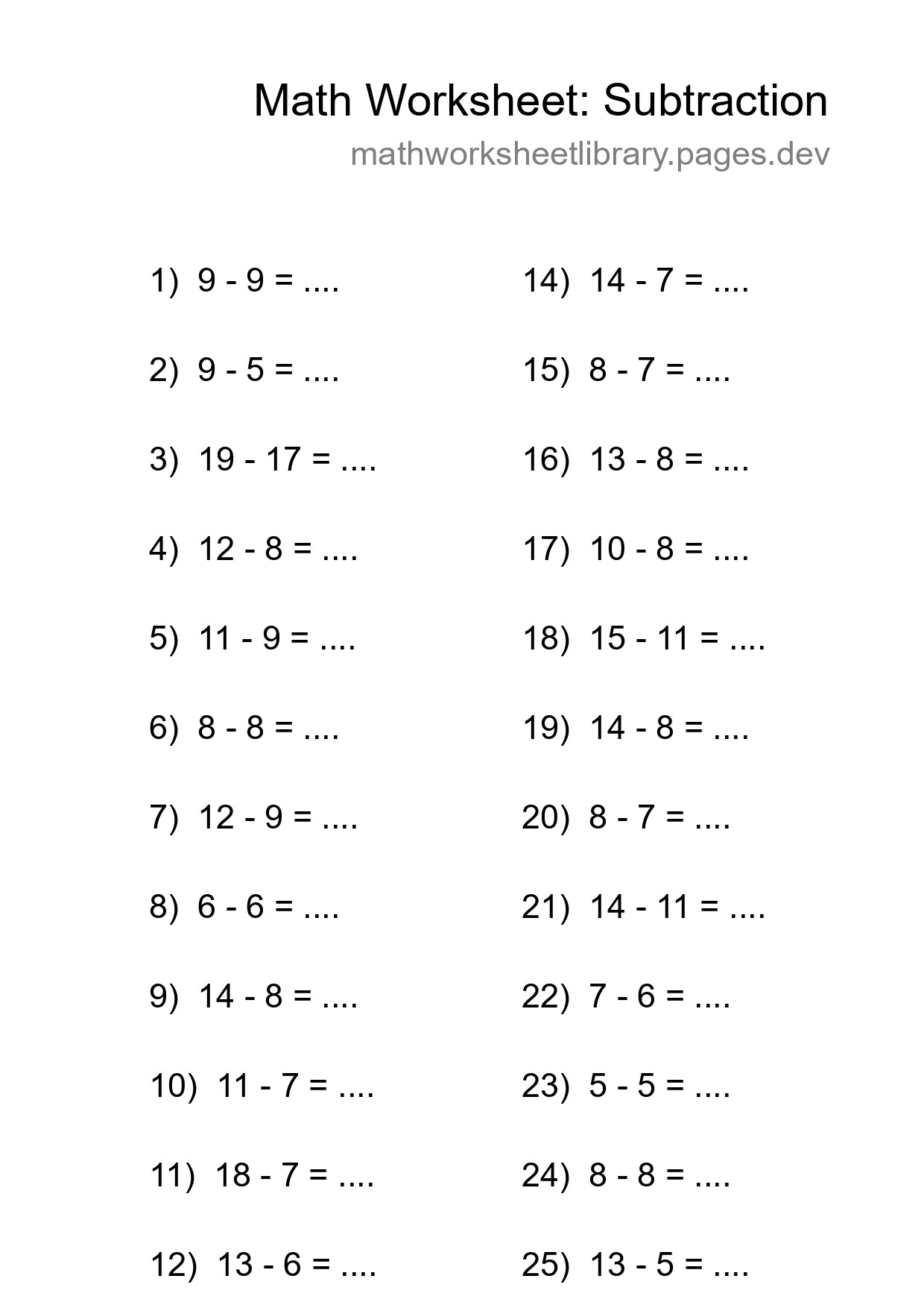 Free 25 Subtraction Math Worksheet For Grade 2 With Answers - Part 298