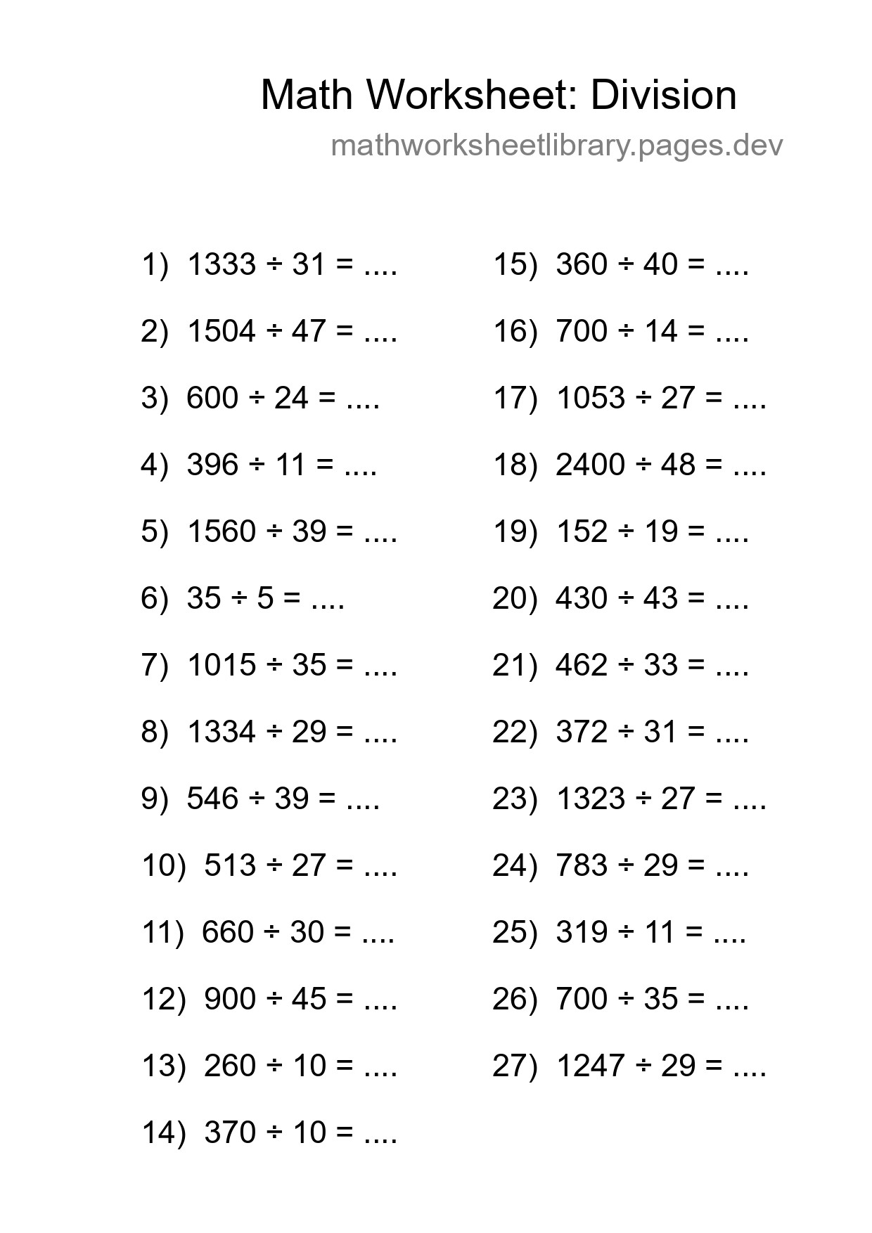 Free 27 Division Math Worksheet For Grade 2 - Part 24