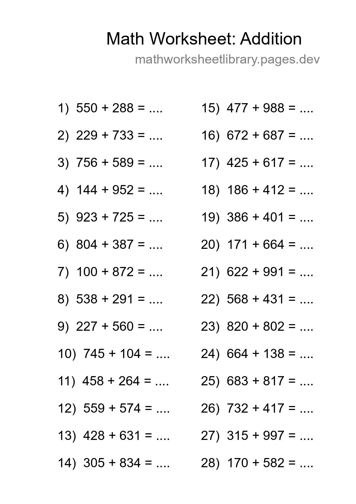Free 28 Addition Math Worksheet For Grade 5 With Answers - Part 111