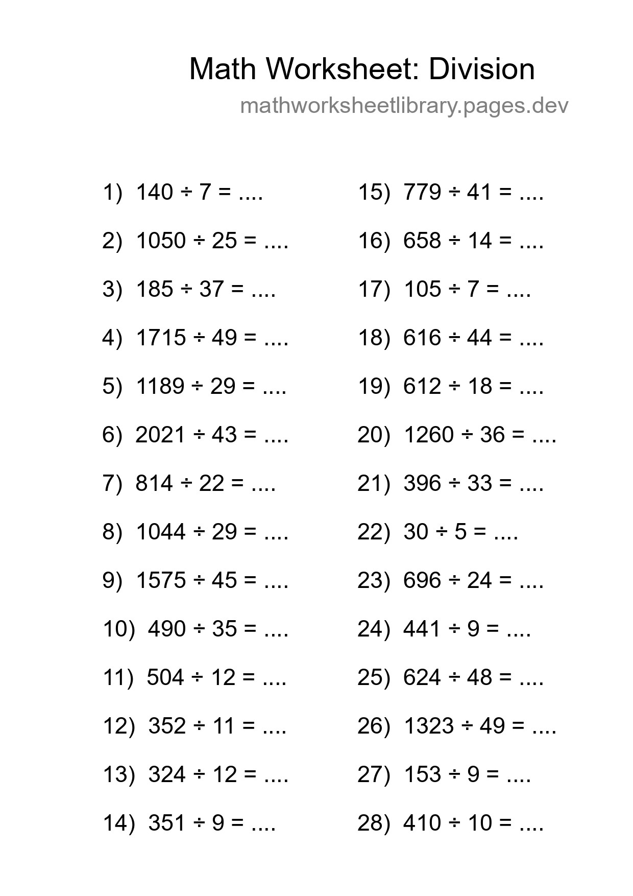 Free 28 Division Math Worksheet For Grade 2 With Answers - Part 184