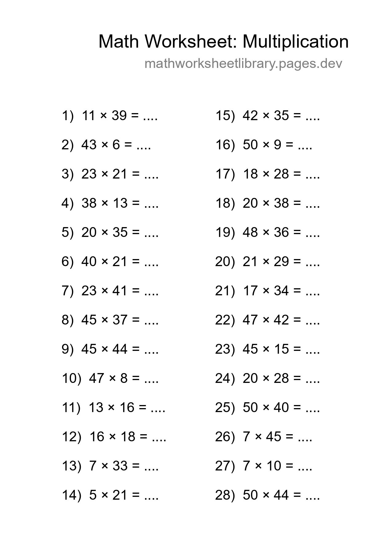 Free 28 Multiplication Math Worksheet For Grade 2 With Answers - Part 137