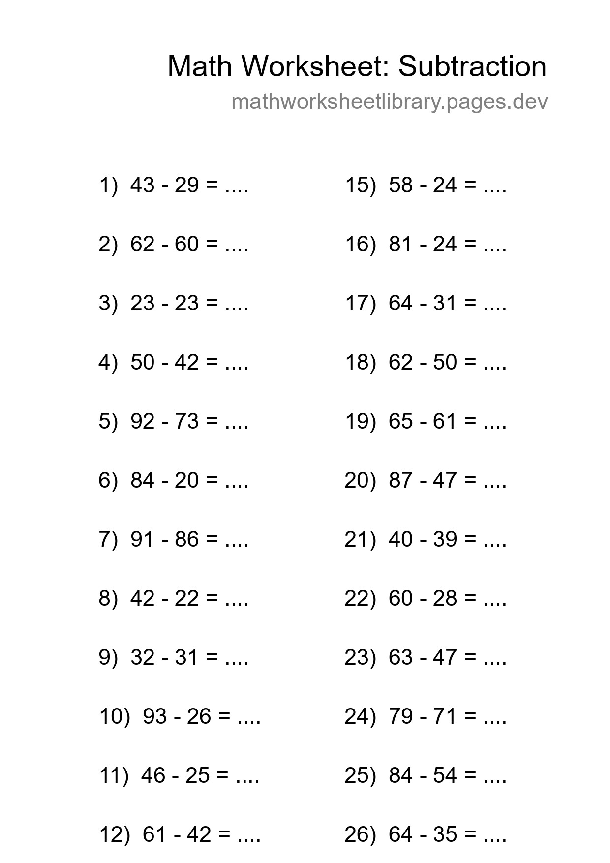 Free 28 Subtraction Math Worksheet For Grade 3 - Part 118