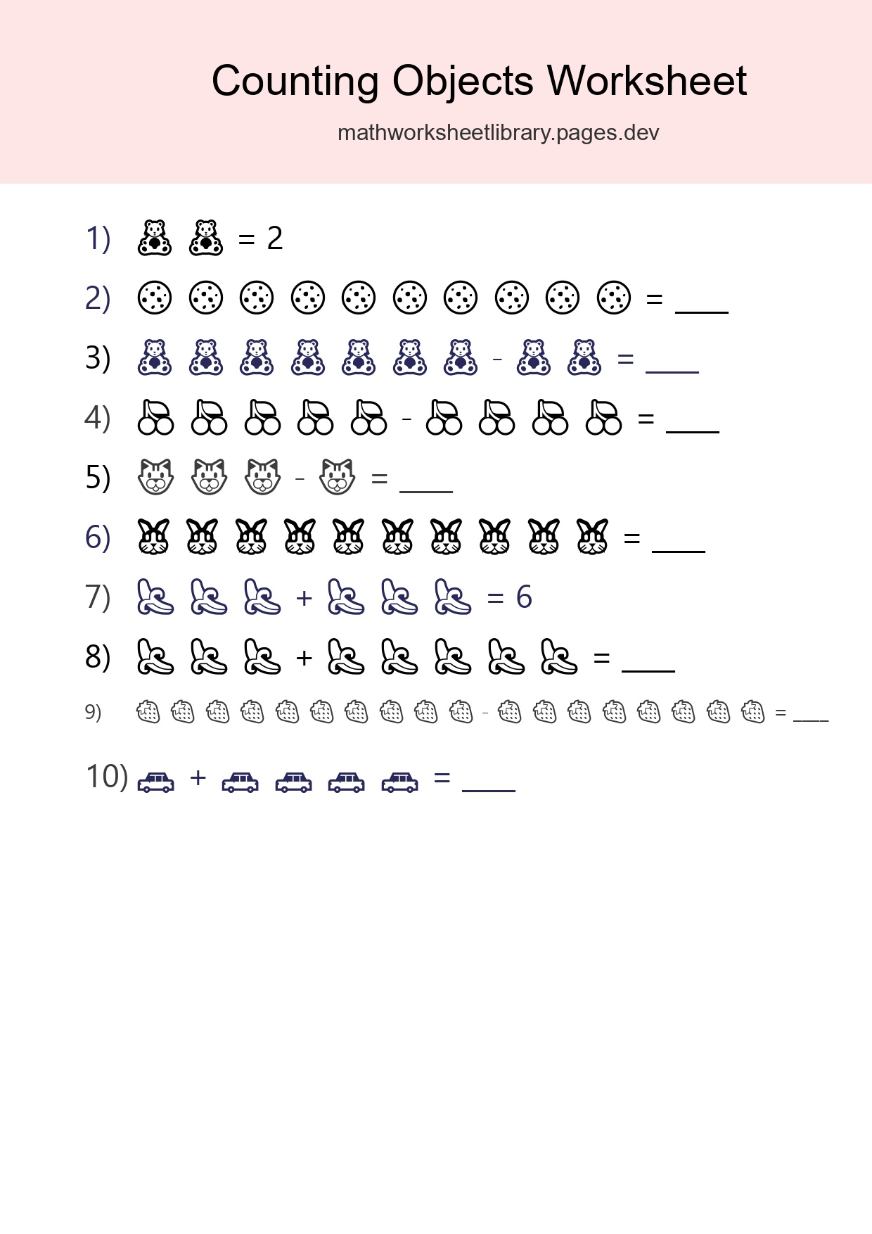 Free Counting Objects Worksheet For Kindergarten - Part 103