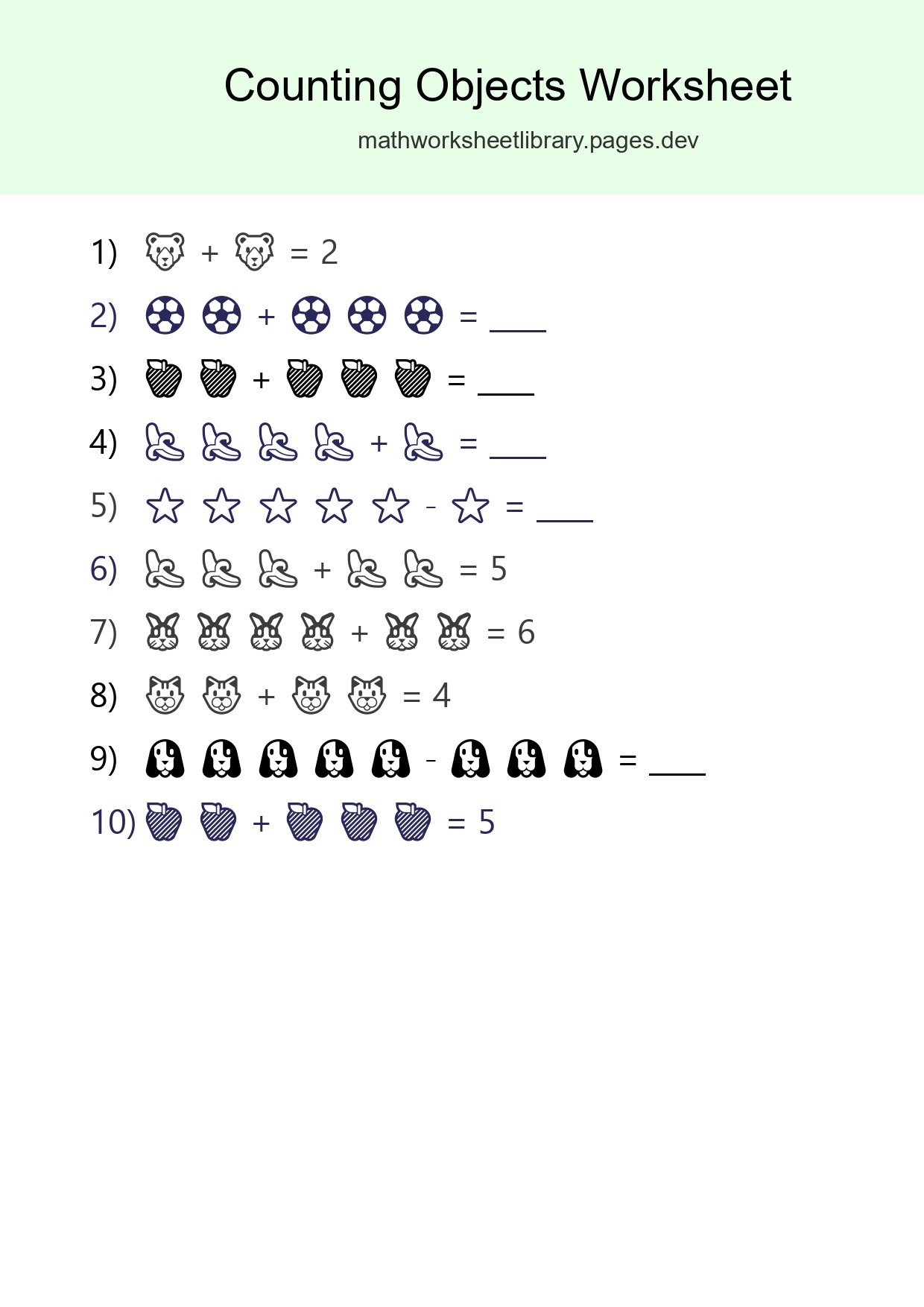 Free Counting Objects Worksheet For Kindergarten - Part 203