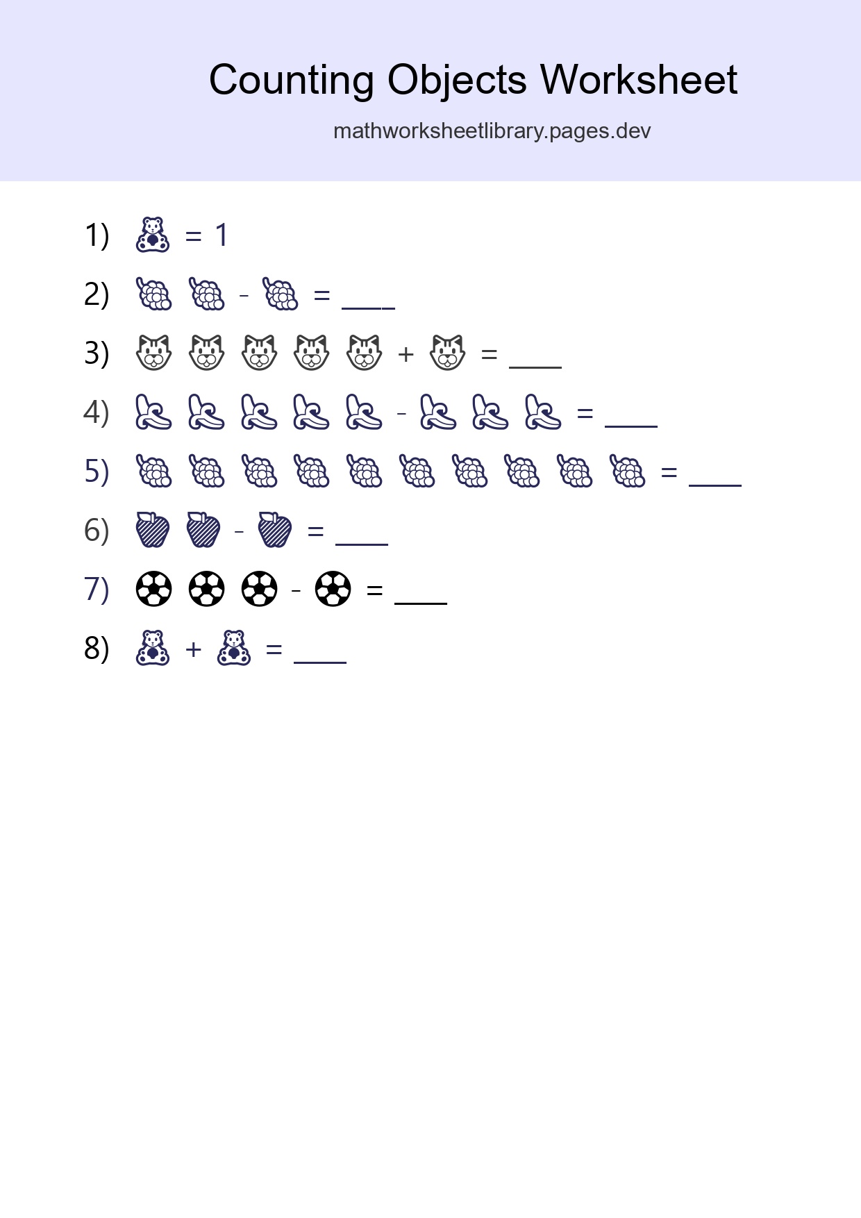 Free Counting Objects Worksheet For Kindergarten - Part 233