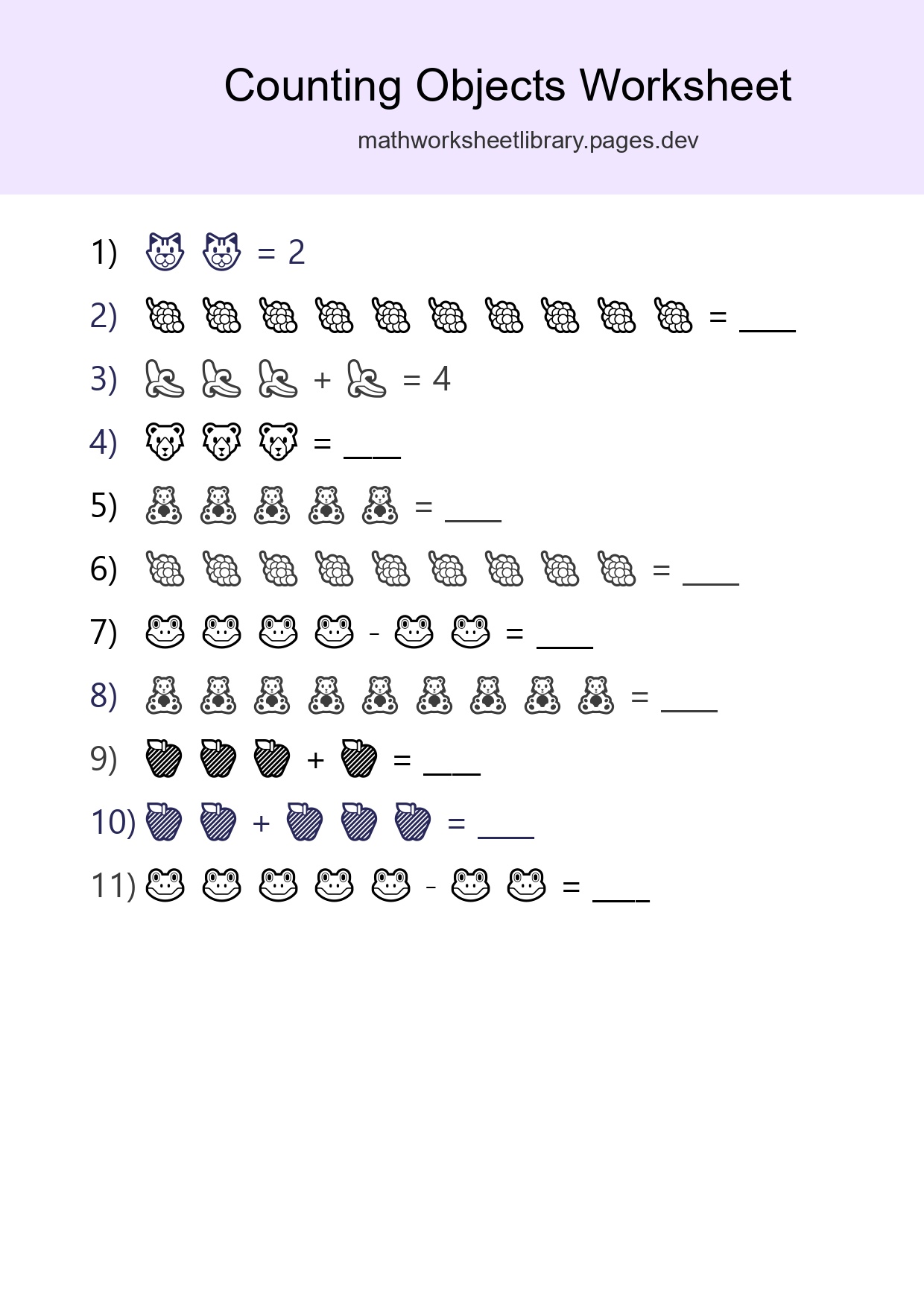 Free Counting Objects Worksheet For Kindergarten Printable - Part 153