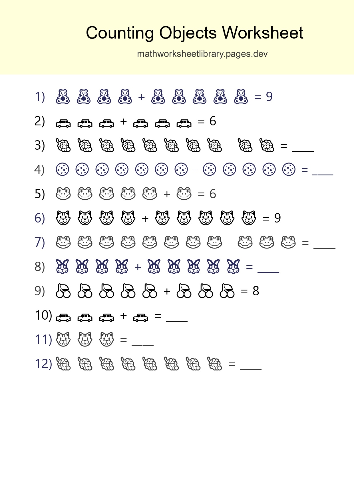 Free Counting Objects Worksheet For Kindergarten Printable - Part 193