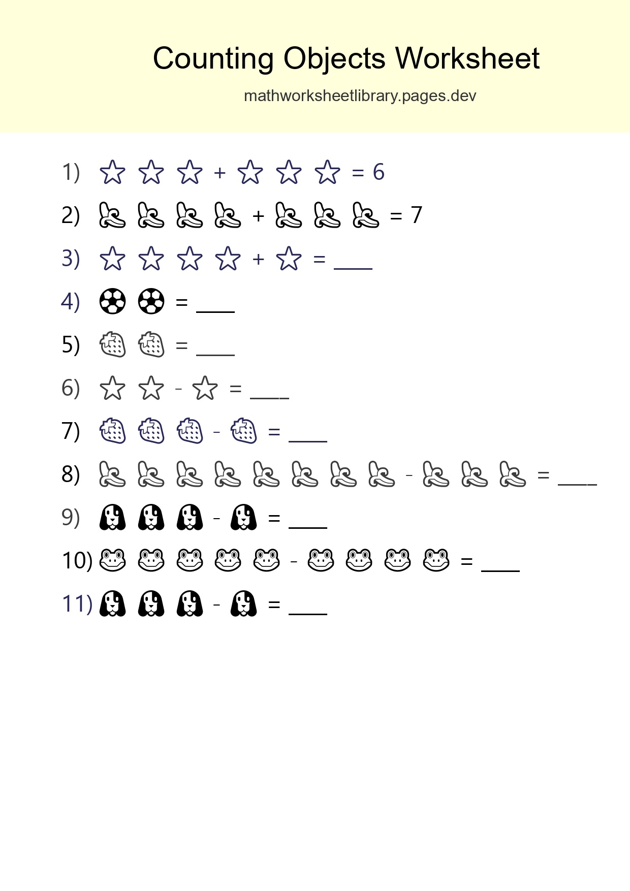 Free Counting Objects Worksheet For Kindergarten Printable - Part 213