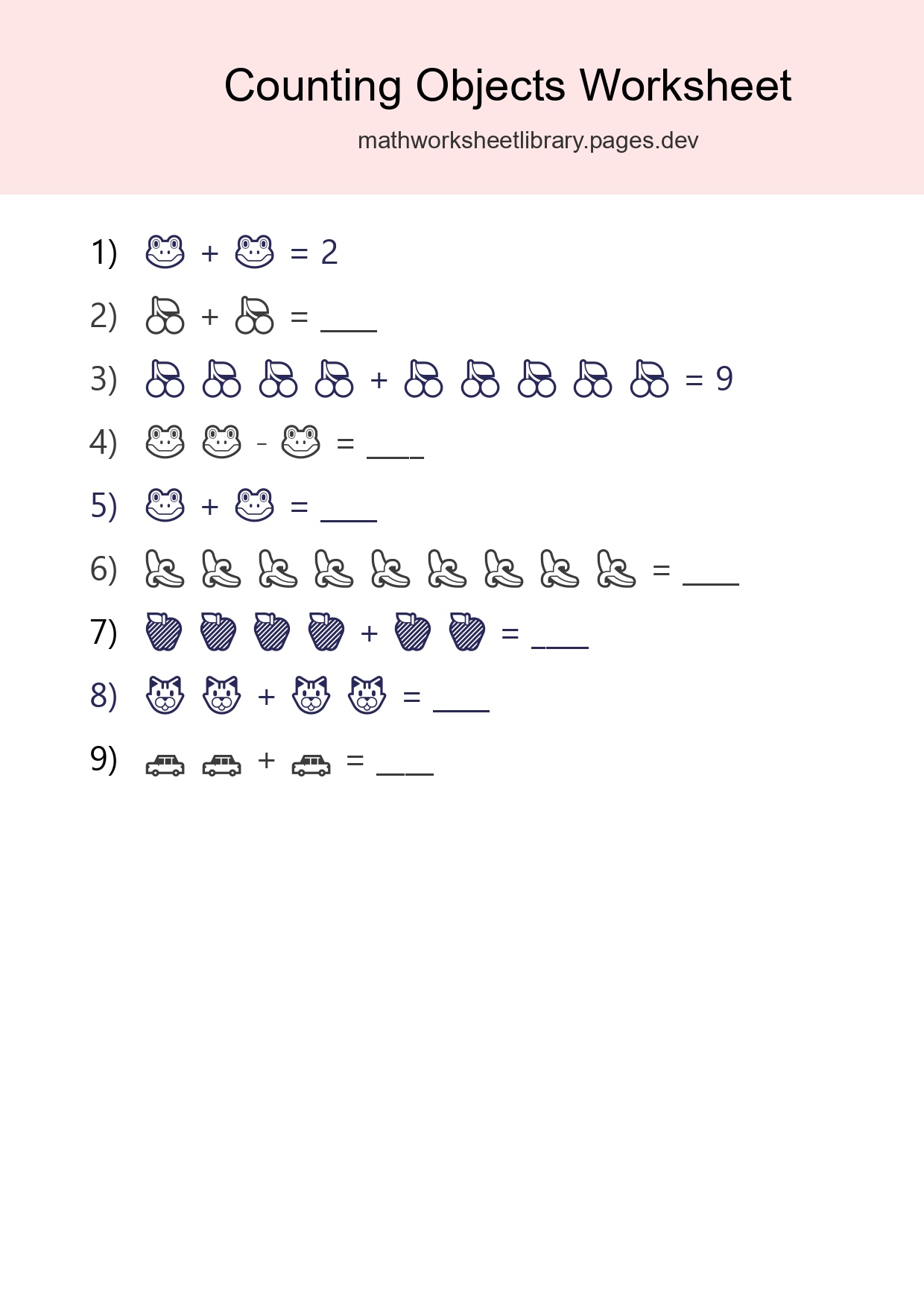 Free Counting Objects Worksheet For Kindergarten Printable - Part 223