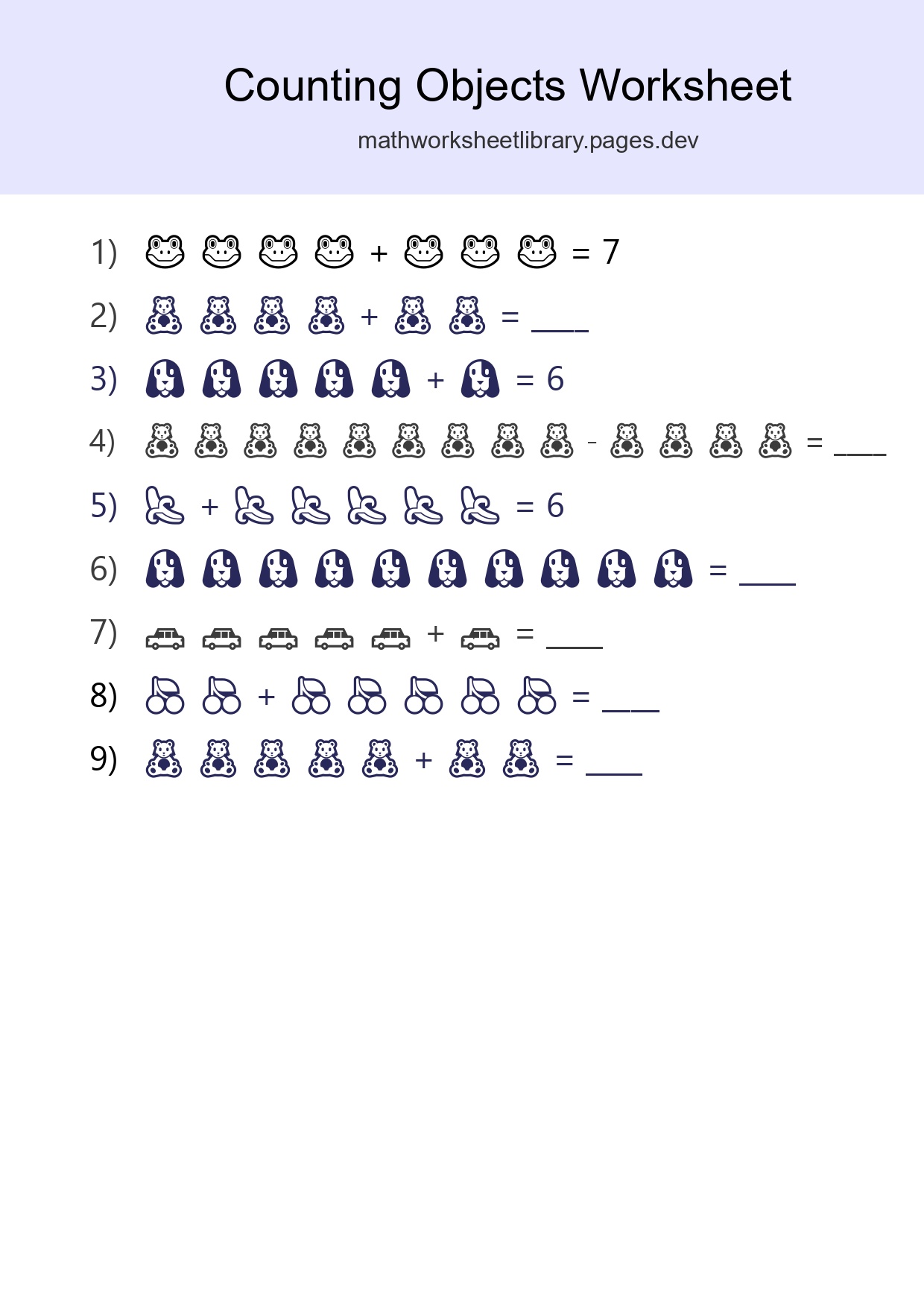 Free Counting Objects Worksheet For Kindergarten Printable - Part 273
