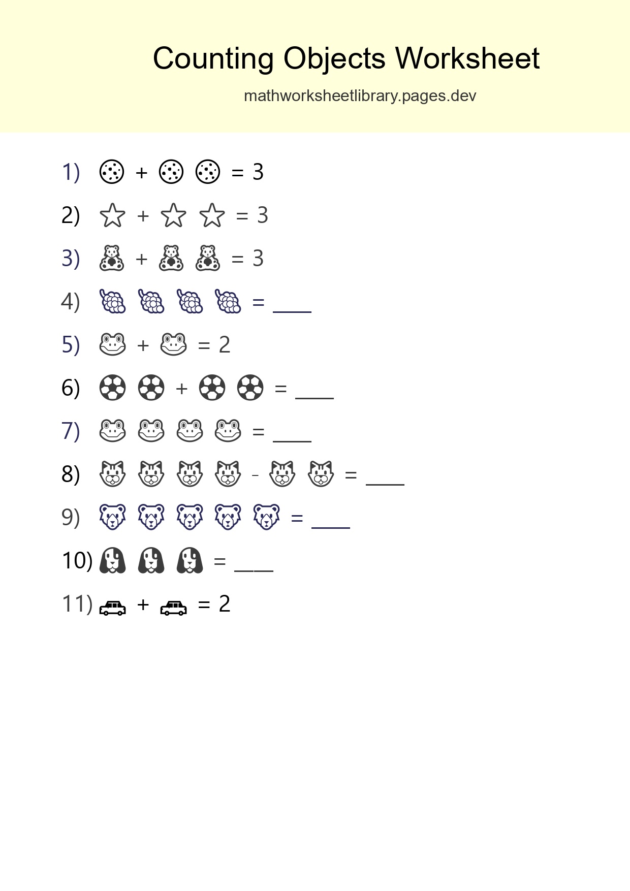 Free Counting Objects Worksheet For Pre-K - Part 133