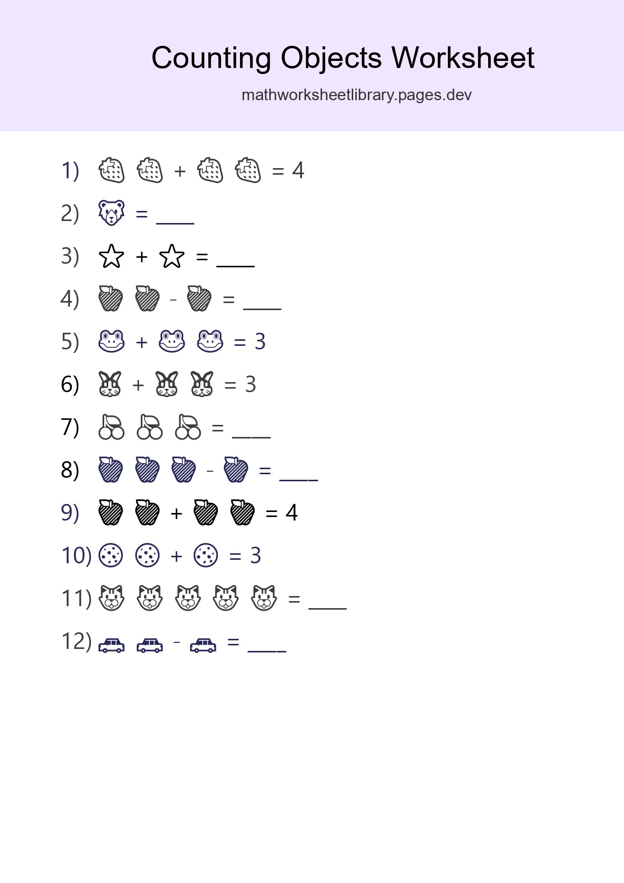 Free Counting Objects Worksheet For Pre-K - Part 243