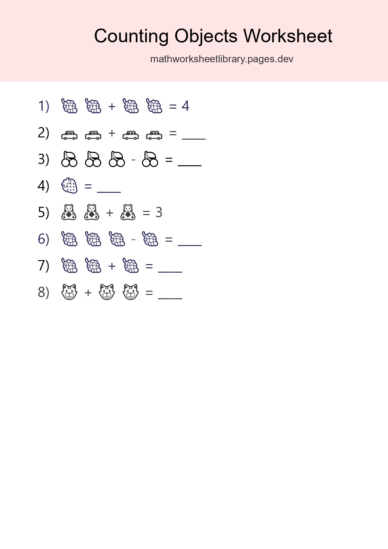 Free Counting Objects Worksheet For Pre-K - Part 63