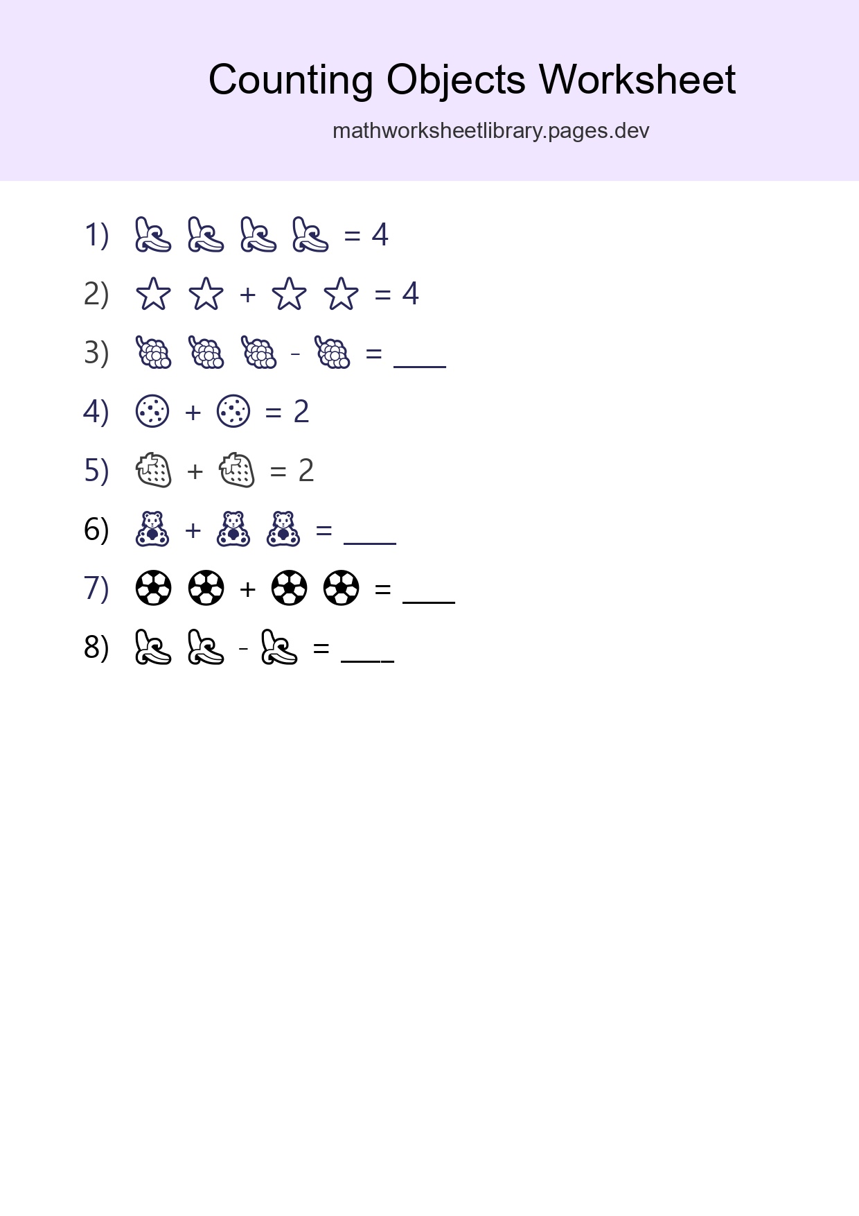 Free Counting Objects Worksheet For Pre-K Printable - Part 163