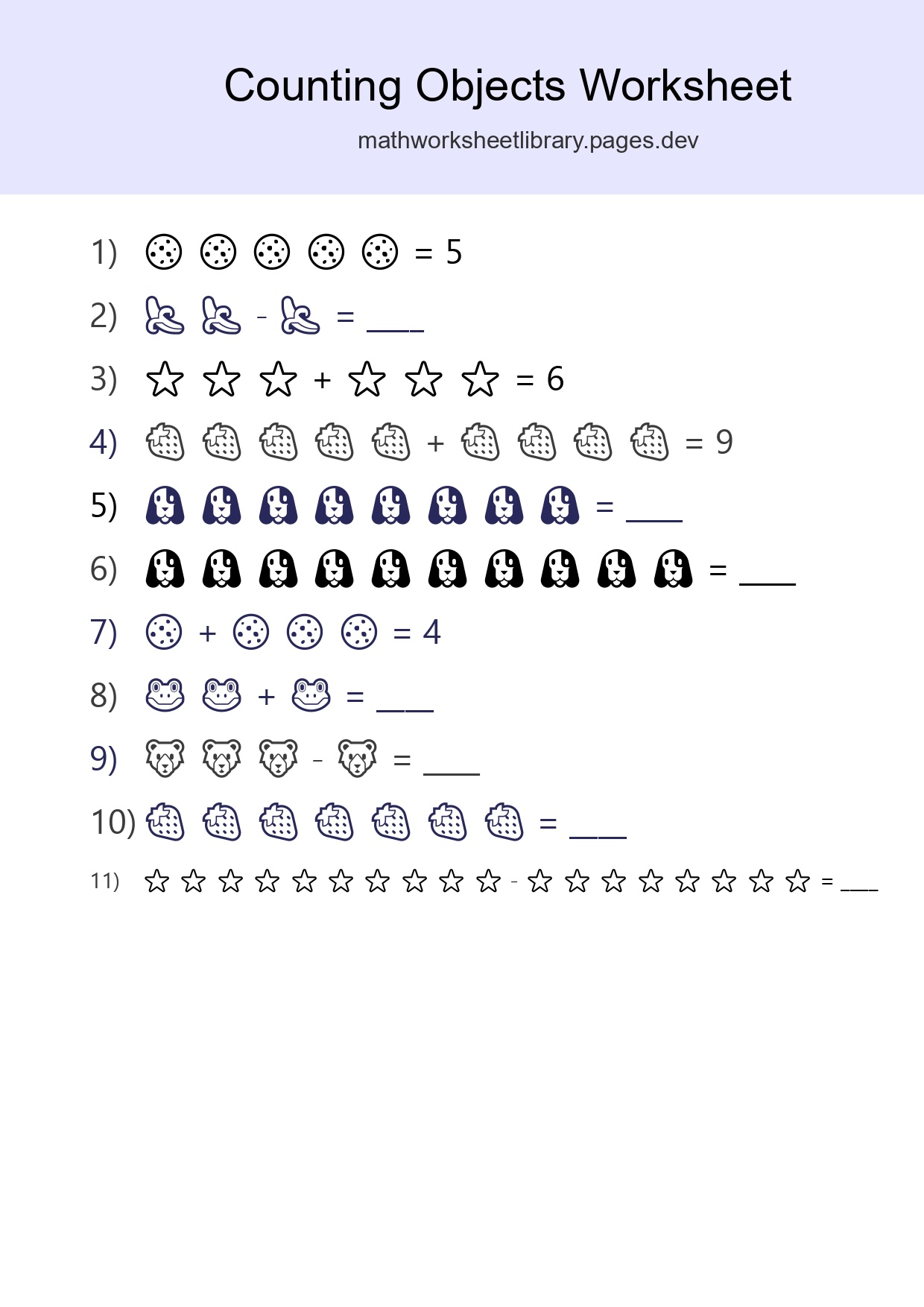Kindergarten Count The Objects Worksheet - Part 23