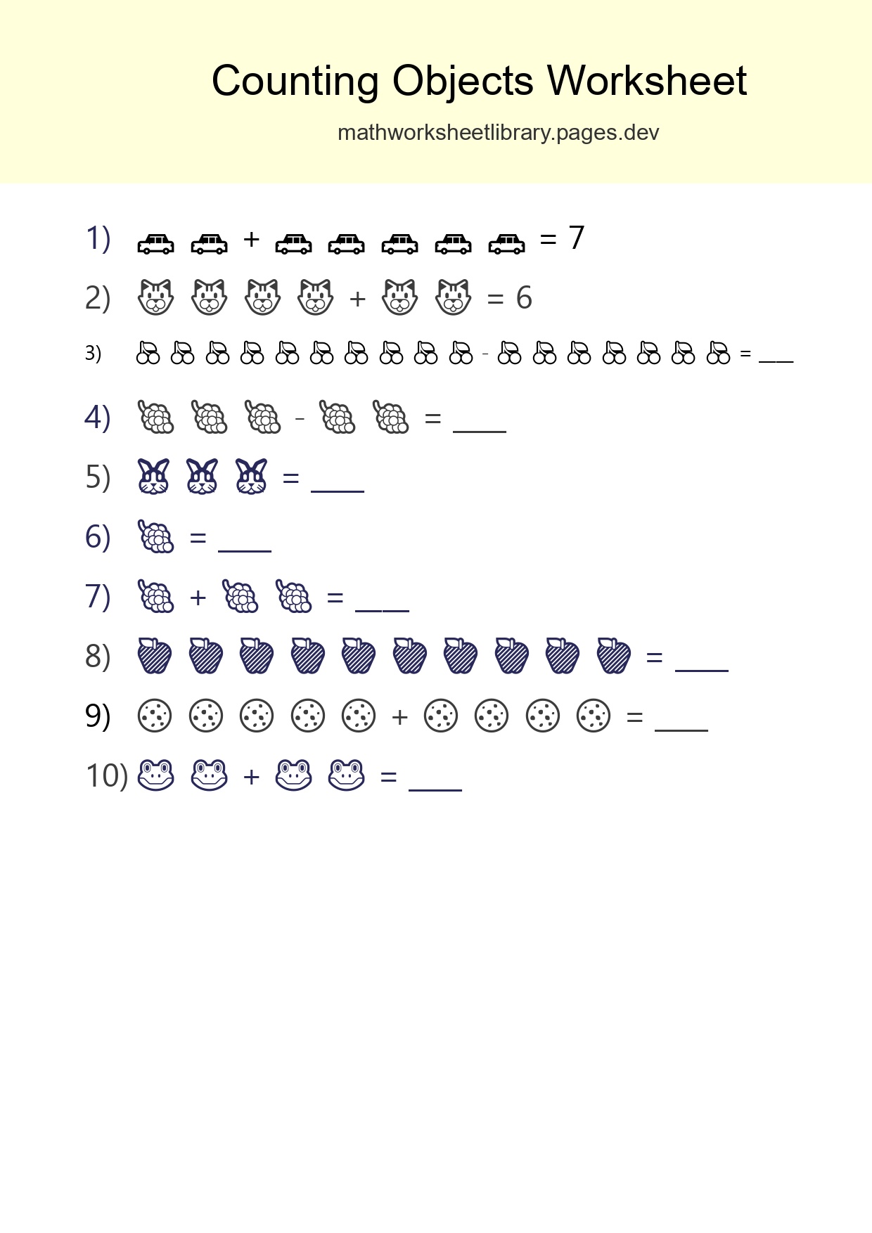 Kindergarten Count The Objects Worksheet - Part 263