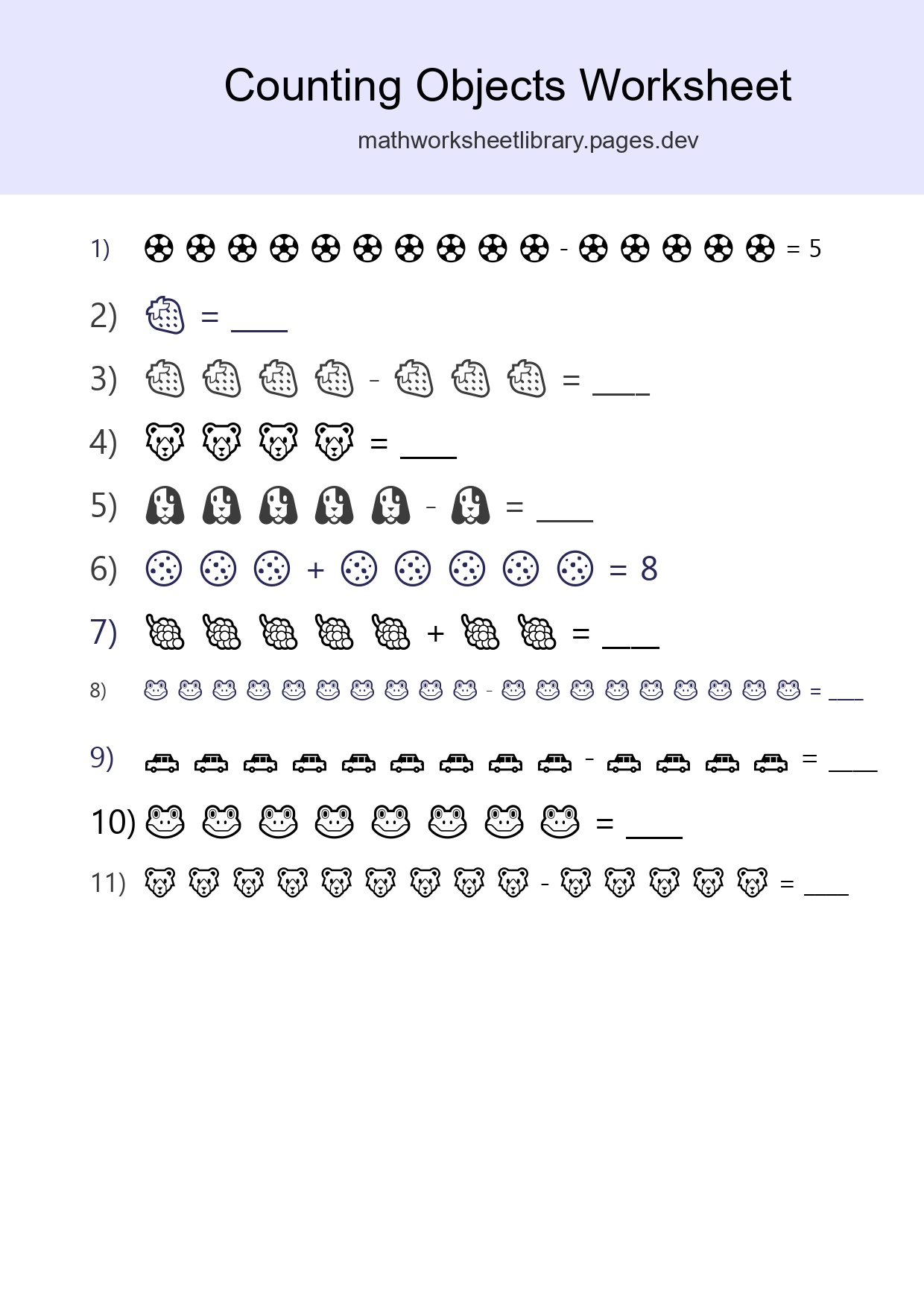 Learn Counting With Pictures Worksheet (Kindergarten) - Part 143