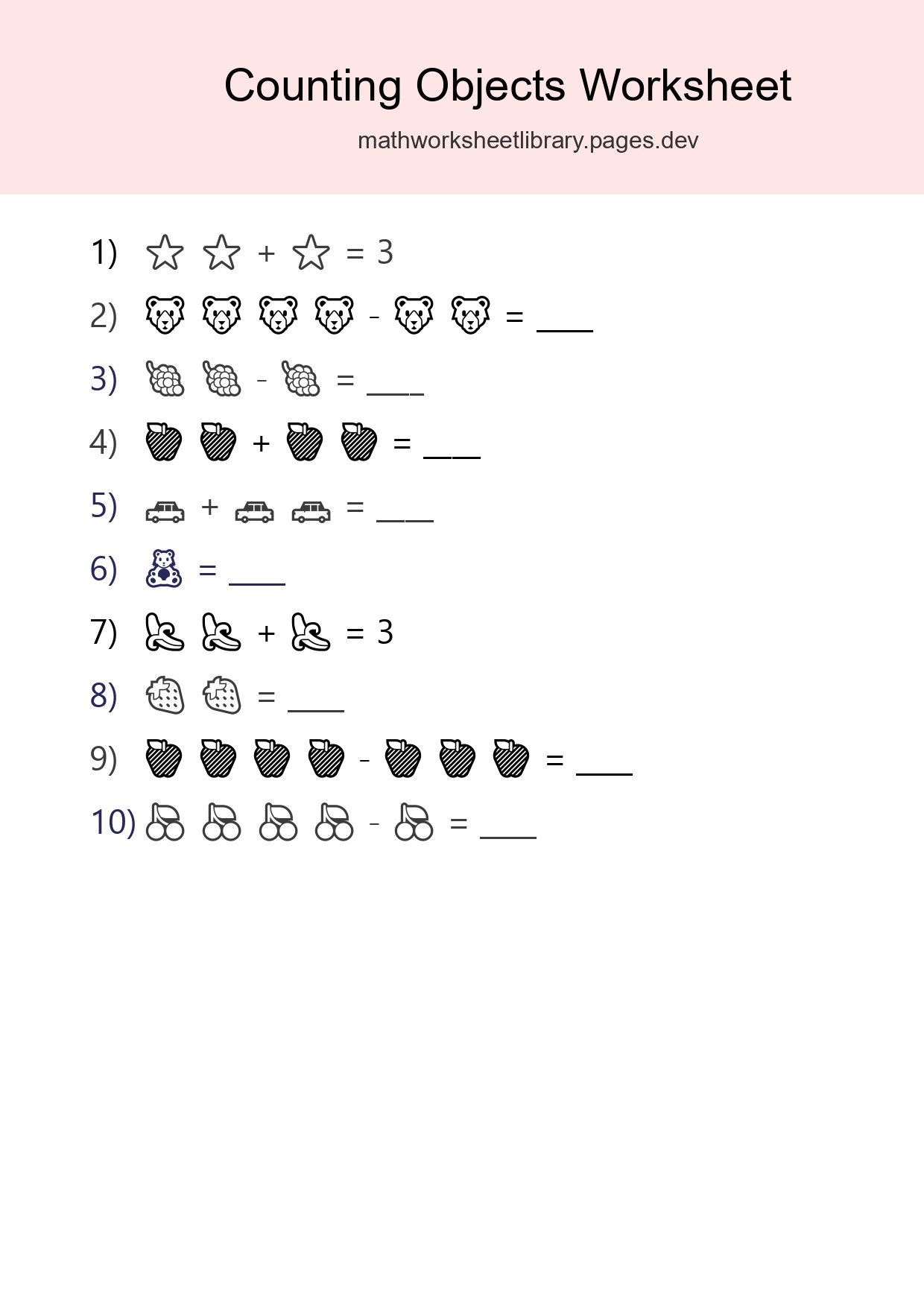 Learn Counting With Pictures Worksheet (Pre-K) - Part 13