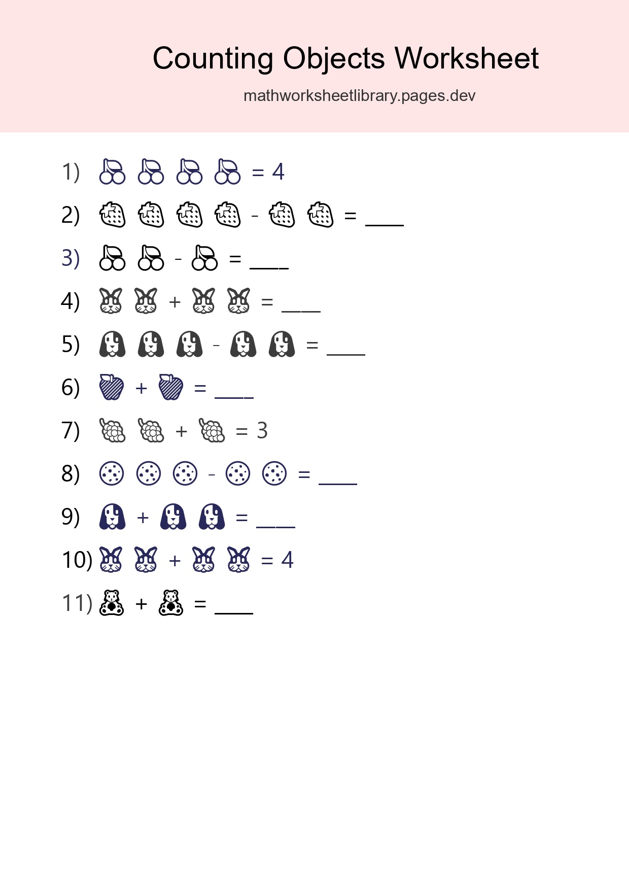 Learn Counting With Pictures Worksheet (Pre-K) - Part 83