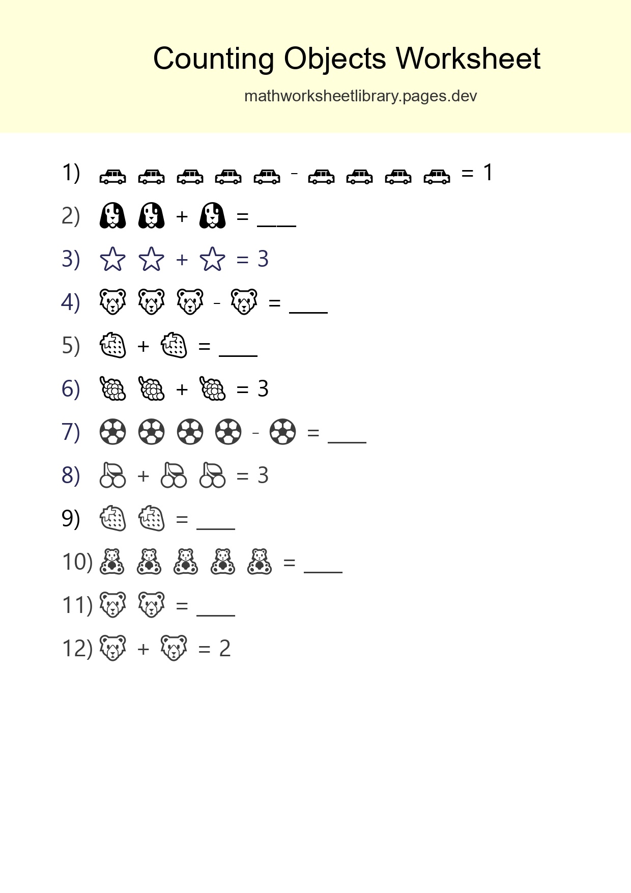 Learn Counting With Pictures Worksheet (Pre-K) - Part 93
