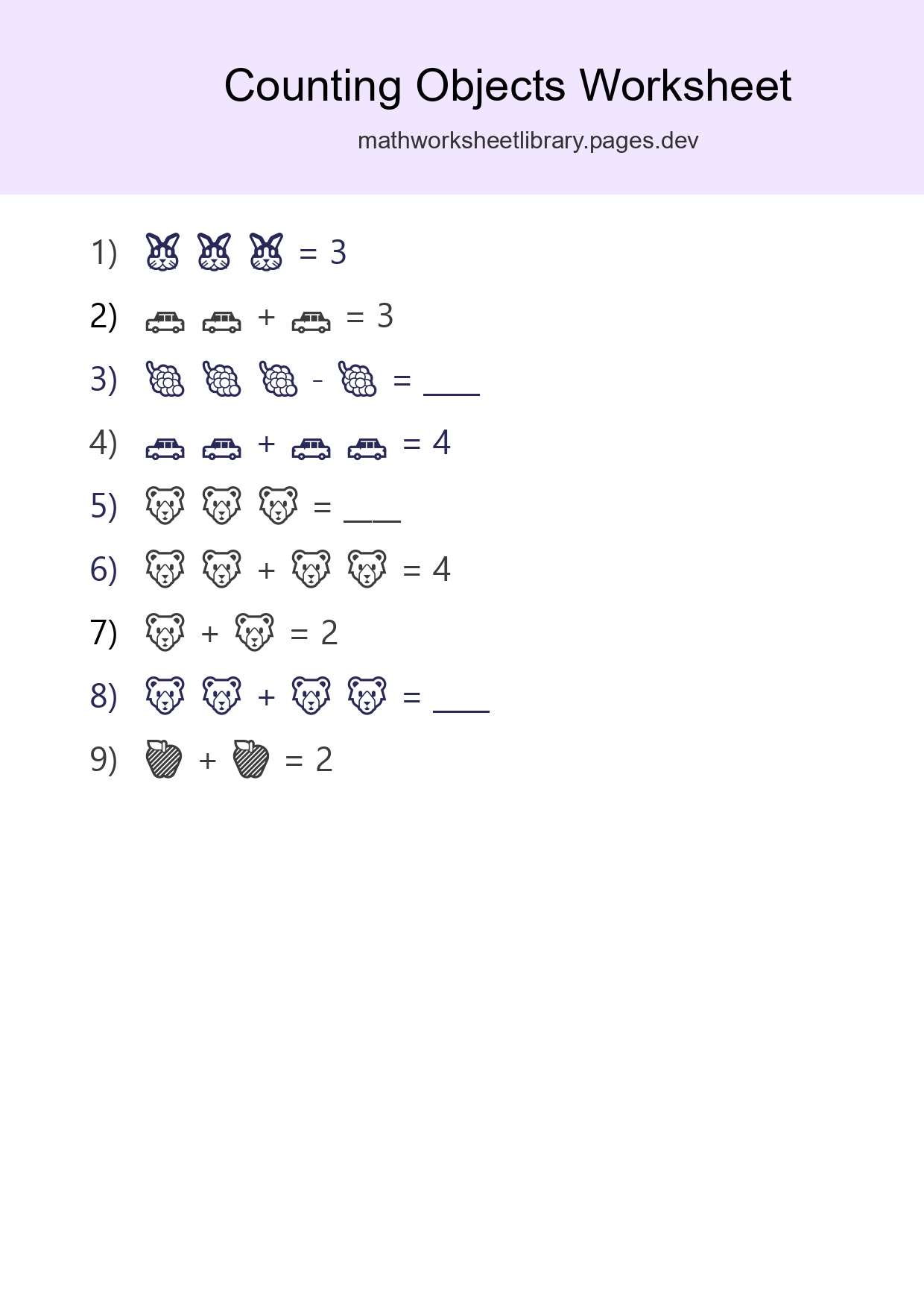 Pre-K Count The Objects Worksheet - Part 293